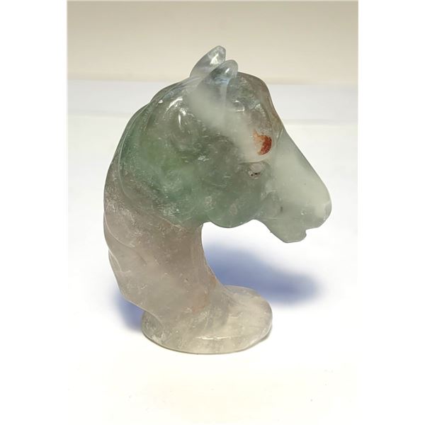 7)  NATURAL RAINBOW FLOURITE CARVING OF A HORSE'S