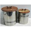 Image 1 : 2 METAL/WOOD DOG CANNISTERS