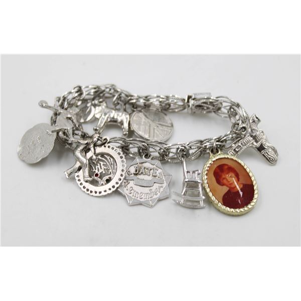 ESTATE 925 STERLING SILVER CHARM BRACELET