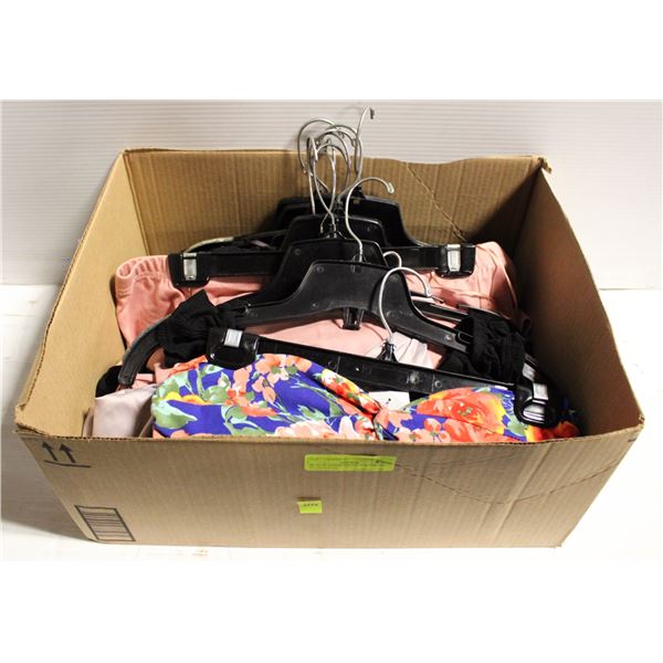 BOX OF ASSORTED NEW WOMENS CLOTHES LG