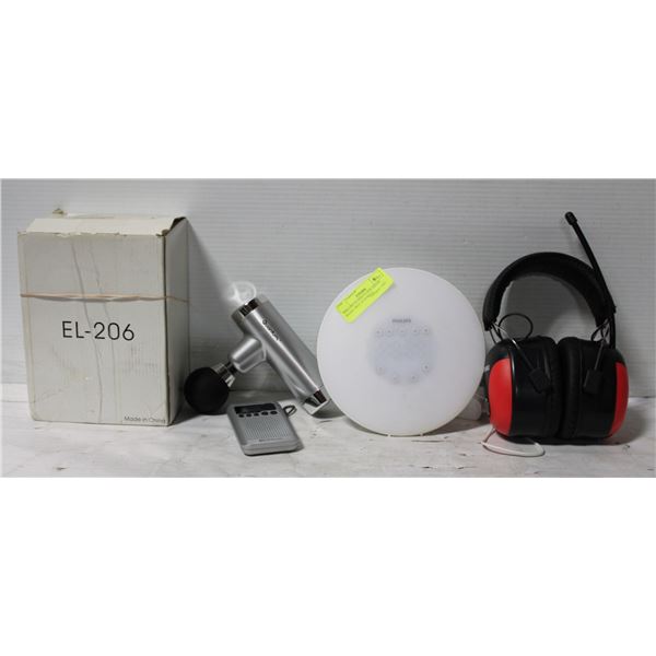 PHILLIPS ALARM CLOCK AM/FM RADIO, BELL & HOWELL