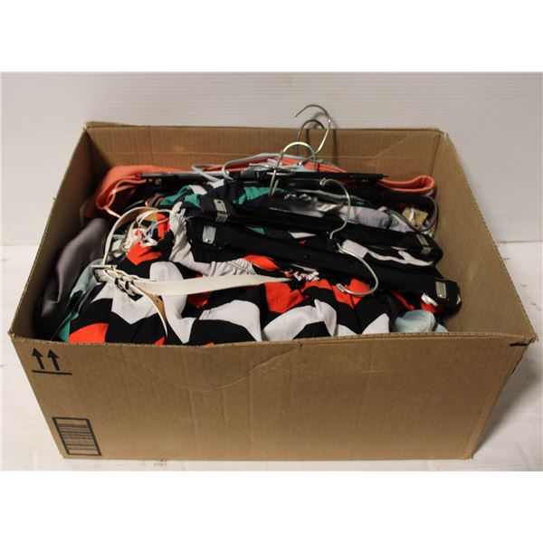 BOX OF ASSORTED NEW WOMENS CLOTHES MED