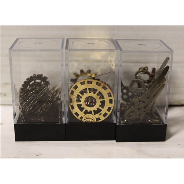 3 NEW SETS OF JEWELRY CRAFT GEARS, KEYS. WHEELS -