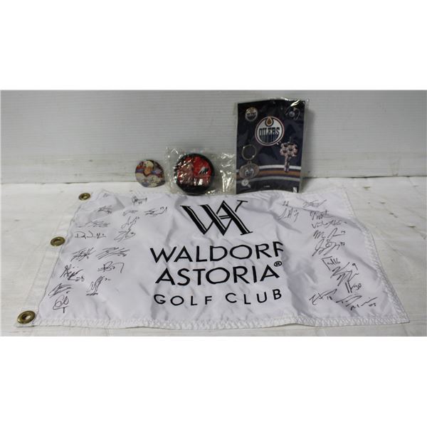 ESTATE WALDORF ASTORIA SIGNED GOLF MASTERS FLAG,