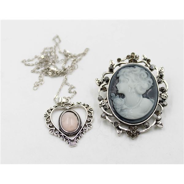 SILVER HEART NECKLACE/CHAIN WITH OPAL