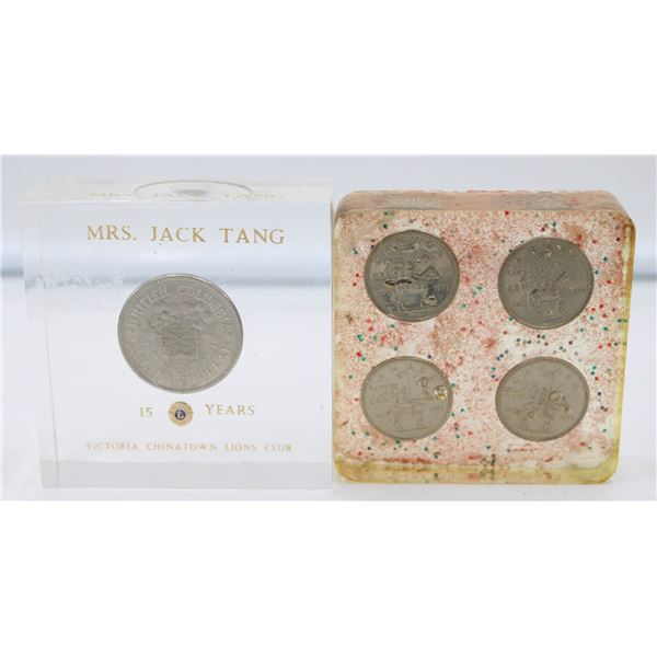 2PCS CANADIAN SILVER DOLLAR COIN & 4 SET