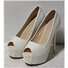 Image 1 : NEW WHITE OPEN TOED BRIDAL SHOES - SIZE 37