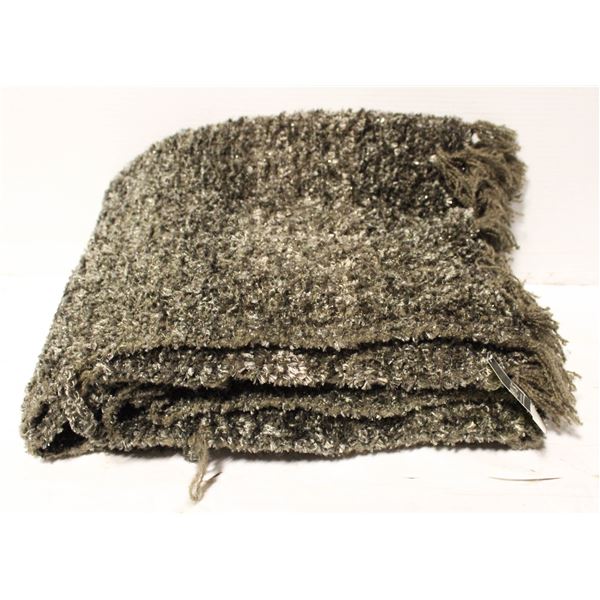 NEW BROWN KNIT THROW BLANKET WITH FRINGE EDGES