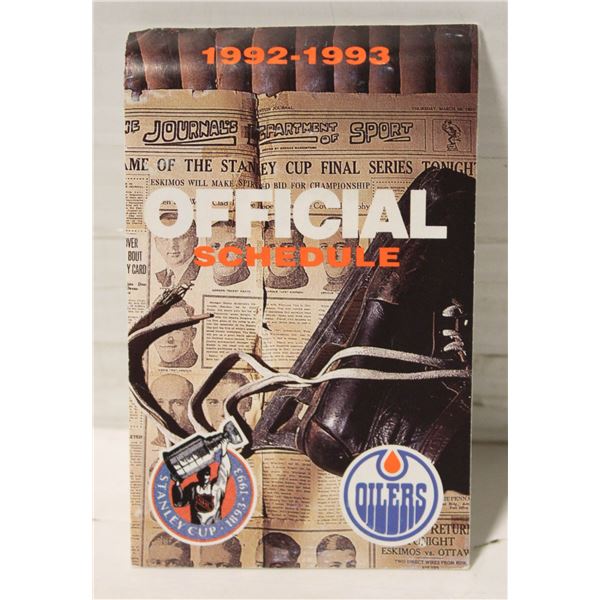 1992-93 OFFICIAL OILERS SCHEDULE EDMONTON
