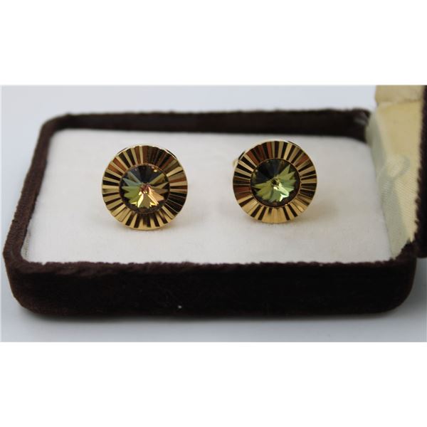 VINTAGE GOLD CUBIC ZIRCONIA CUFFLINKS
