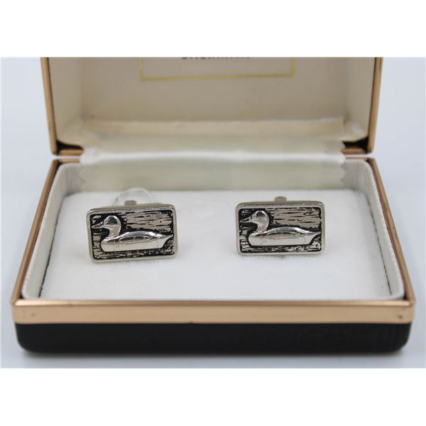 VINTAGE SILVER DUCK CUFFLINKS