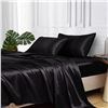 Image 1 : NEW BLACK SATIN BED SHEET SET FULL