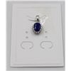 Image 1 : #82-HEATED BLUE SAPPHIRE & CZ PENDANT