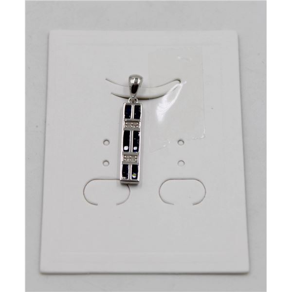 #52-HEATED BLUE SAPPHIRE & WHITE ZIRCON PENDANT