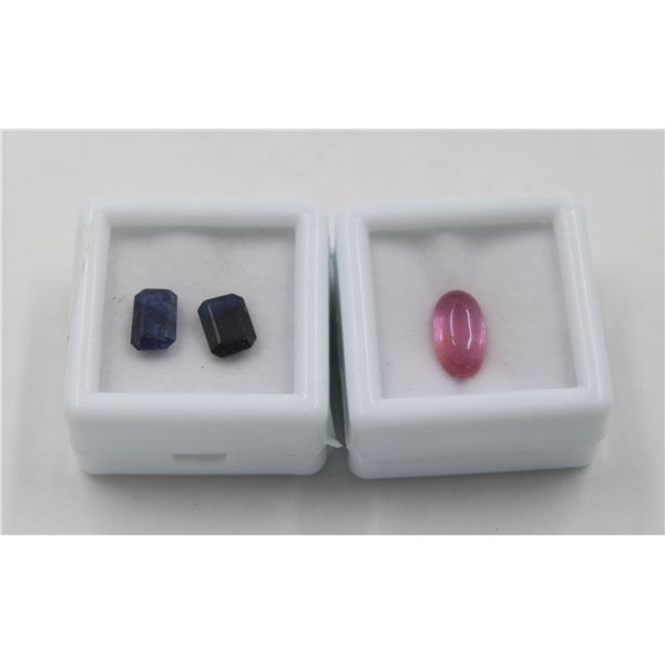 #160-HEATED RED RUBY 3.65 CT & BLUE SAPPHIRE 3.10C