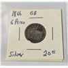 3454  1866 SILVER GREAT BRITAIN 6 PENCE COIN