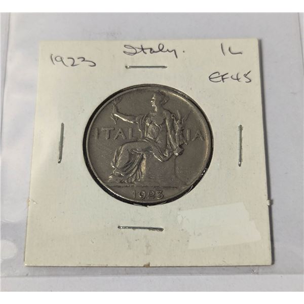 1923 ITALY 1 LIRA COIN