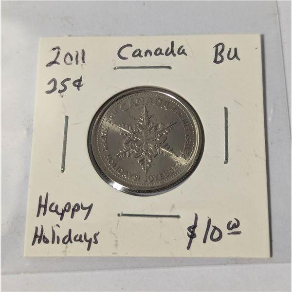 2011 HAPPY HOLIDAYS CANADA 25c NON CIRCULATING