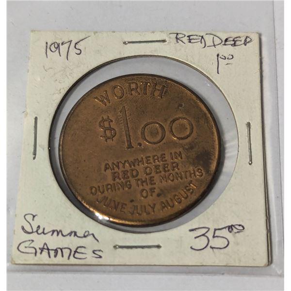 1975 RED DEER ALBERTA FOLK FESTIVAL $1 TOKEN