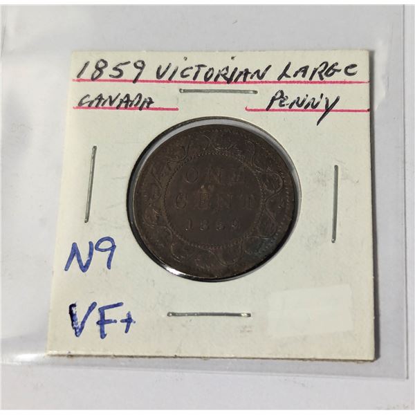 1859 N9 VARIETY CANADA LARGE 1 CENT COIN