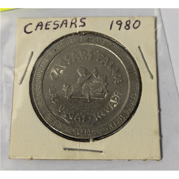 1980 CAESARS PALACE LAS VEGAS $1 GAMING TOKEN