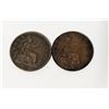 Image 1 : 1862/1922 GREAT BRITAIN LOT OF 2 KALF PENNY COINS