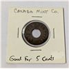 Image 1 : GOOD FOR 5 CENTS IN TRADE CANADA MINT CO. TOKEN