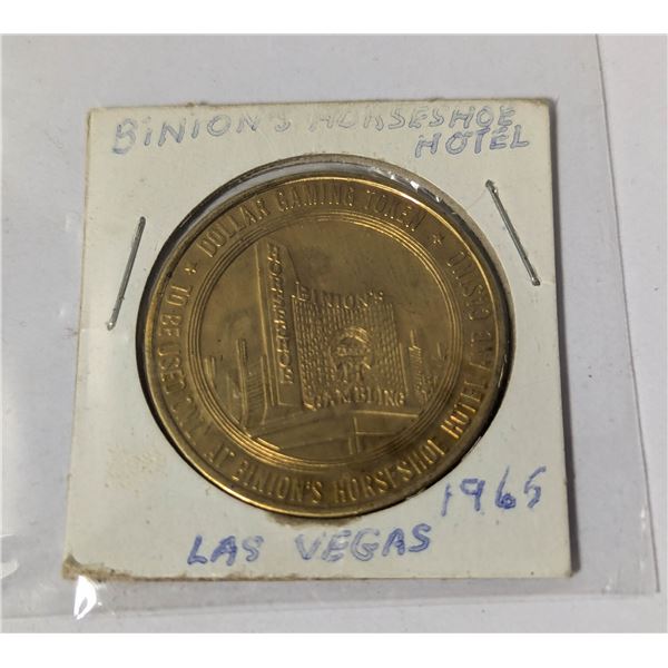 1965 BINIONS HORESHOE HOTEL LAS VEGAS $1 TOKEN