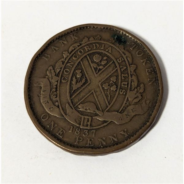 1837 PROVINCE OF LOWER CANADA DEUX SOU TOKEN