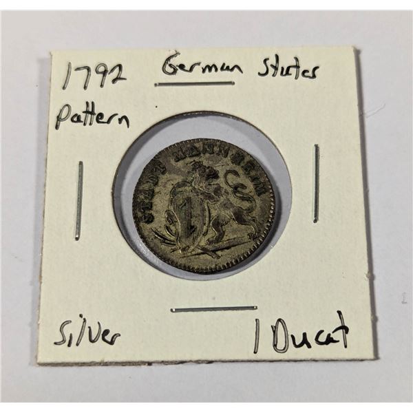 1792 SILVER STADT MANNHEIM 1 DUCAT GERMAN PATTERN