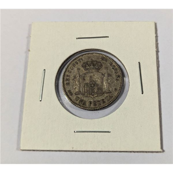 1900 SILVER SPANISH 1 PESETA COIN