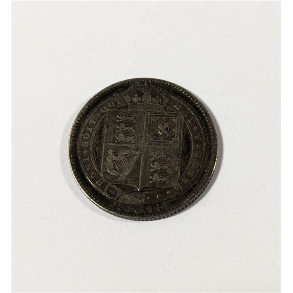 1889 SILVER GREAT BRITAIN 1 SHILLING COIN