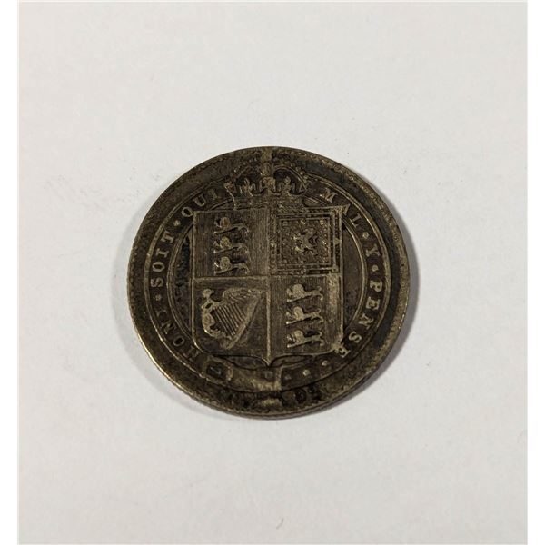 1892 SILVER GREAT BRITAIN 1 SHILLING COIN