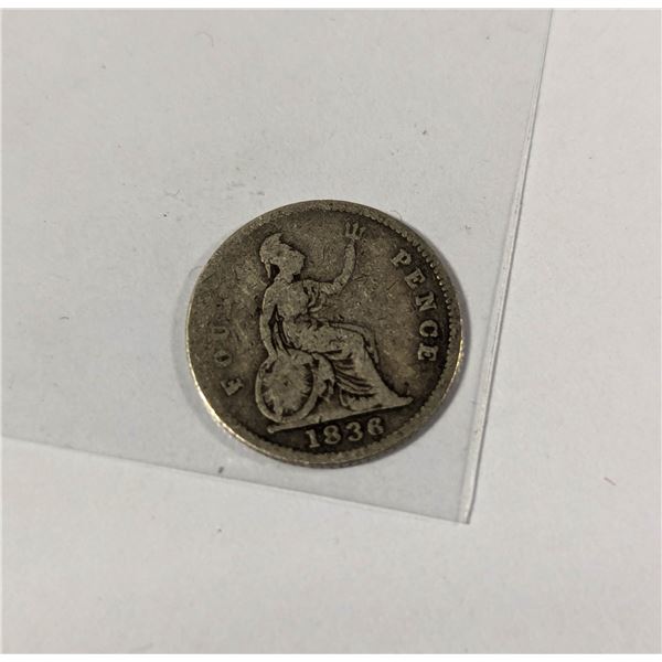 1836 SILVER GREAT BRITAIN FOUR PENCE COIN