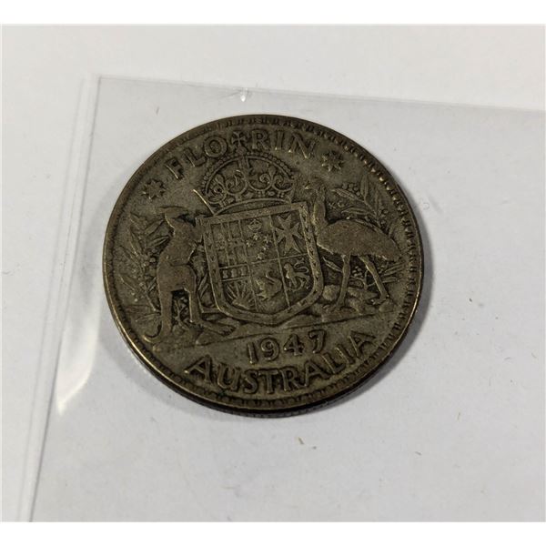 1947 SILVER AUSTRALIA 1 FLORIN COIN