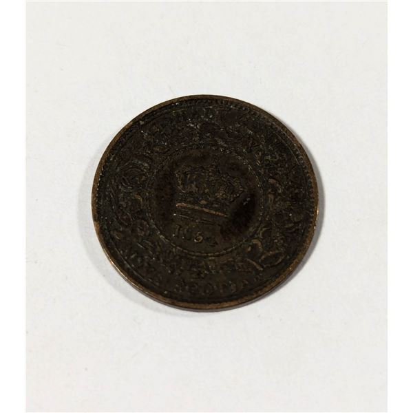 1864 NOVA SCOTIA HALF CENT COIN EF+ DIE CRACK
