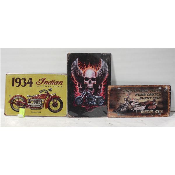 3 TIN SIGNS OF MOTORCYCLE