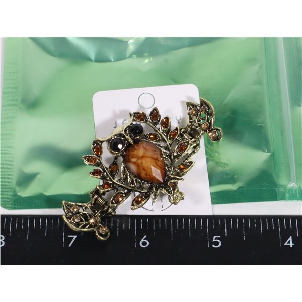NEW ANTIQUE STYLE RHINESTONE TASSEL OWL CRAB CLAW