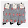 Image 1 : THREE NEW PAIRS OF HOT SAUCE THEME MENS CREW SOCKS