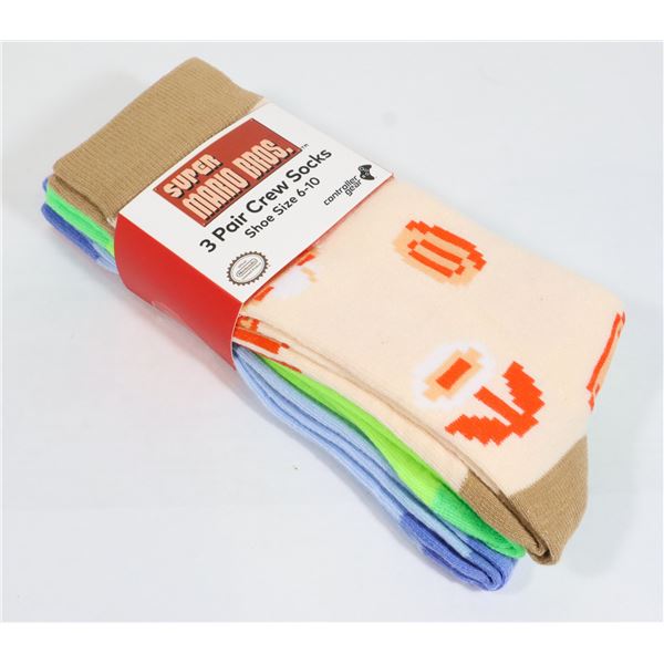 NEW 3PAIR PACK OF SUPER MARIO BROS. ADULT SOCKS