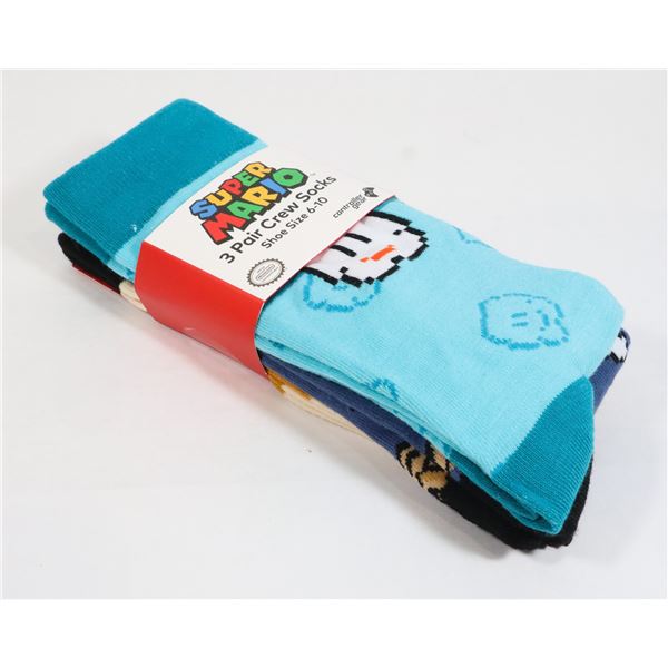 NEW 3PAIR PACK OF SUPER MARIO ADULT CREW SOCKS