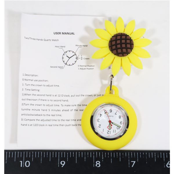NEW SUNFLOWER RETRACTABLE NURSE WATCH