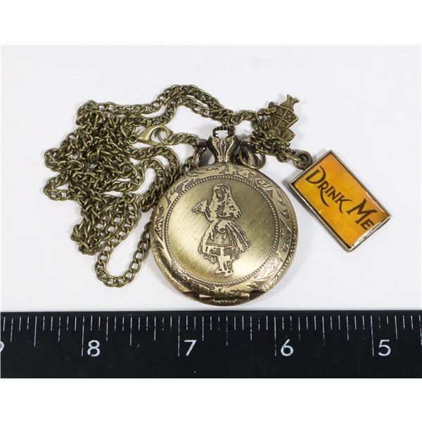 NEW ALICE IN WONDERLAND THEME POCKET WATCH WITH