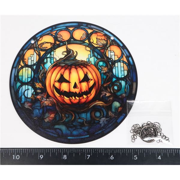 NEW 6" JACK-O'-LANTERN THEME HANGING WINDOW LIGHT