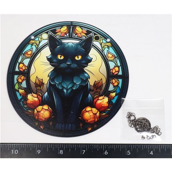 NEW 6" BLACK CAT THEME HANGING WINDOW LIGHT CATCH