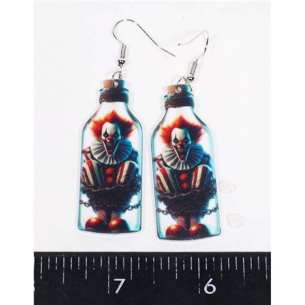 NEW KILLER CLOWN THEME DROP EARRINGS