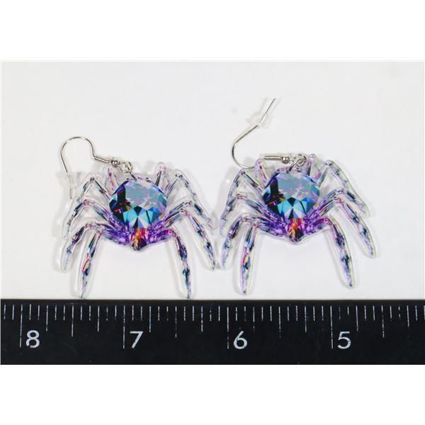 NEW ACRYLIC DANGLE SPIDER EARRINGS