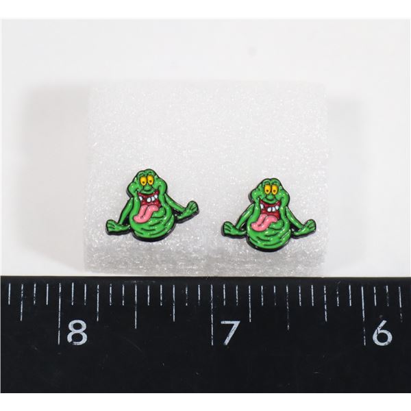 NEW GHOSTBUSTER THEME SLIMER STUD EARRINGS