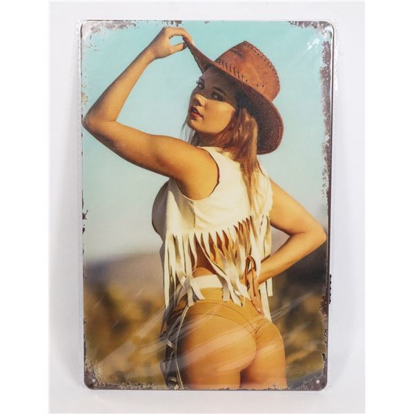 NEW TASSEL SHIRT BOOTY COW GIRL METAL SIGN