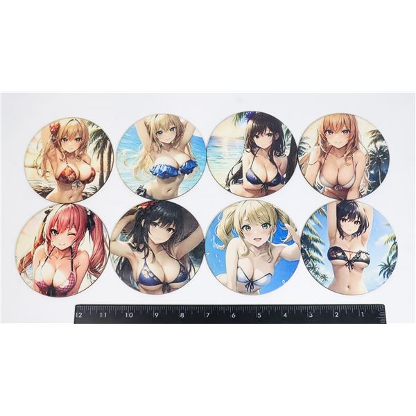NEW 8PC ANIME GIRL THEME WOOD COASTER SET